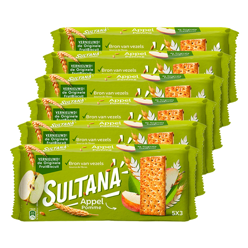 Sultana Fruit Biscuit Appel 6x 5x 3 stuks