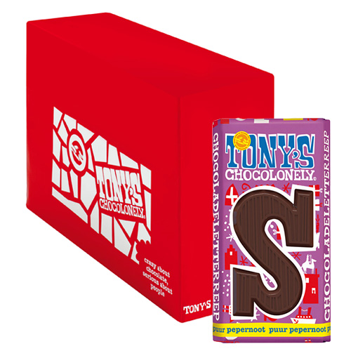 Tony's Chocolonely - Chocoladeletter reep Puur Pepernoot S - 15x 180g