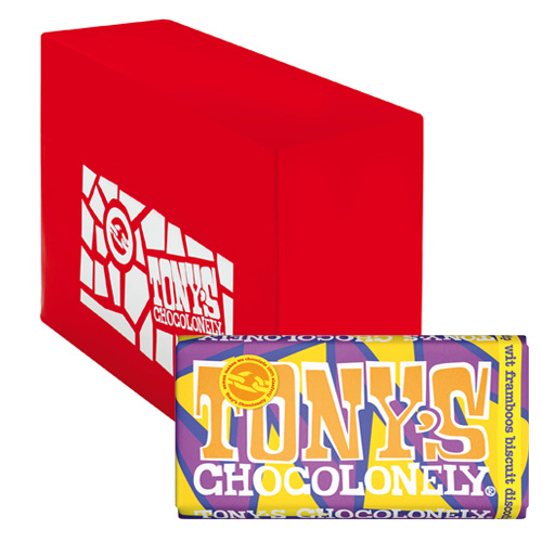 Tonyapos s Chocolonely Wit framboos biscuit discodip 15x 180g