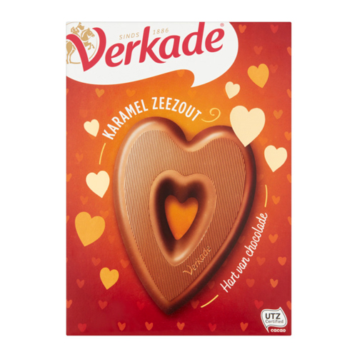 Verkade Chocolade Hart Karamel Zeezout - Valentijnsdag- 14 februari
